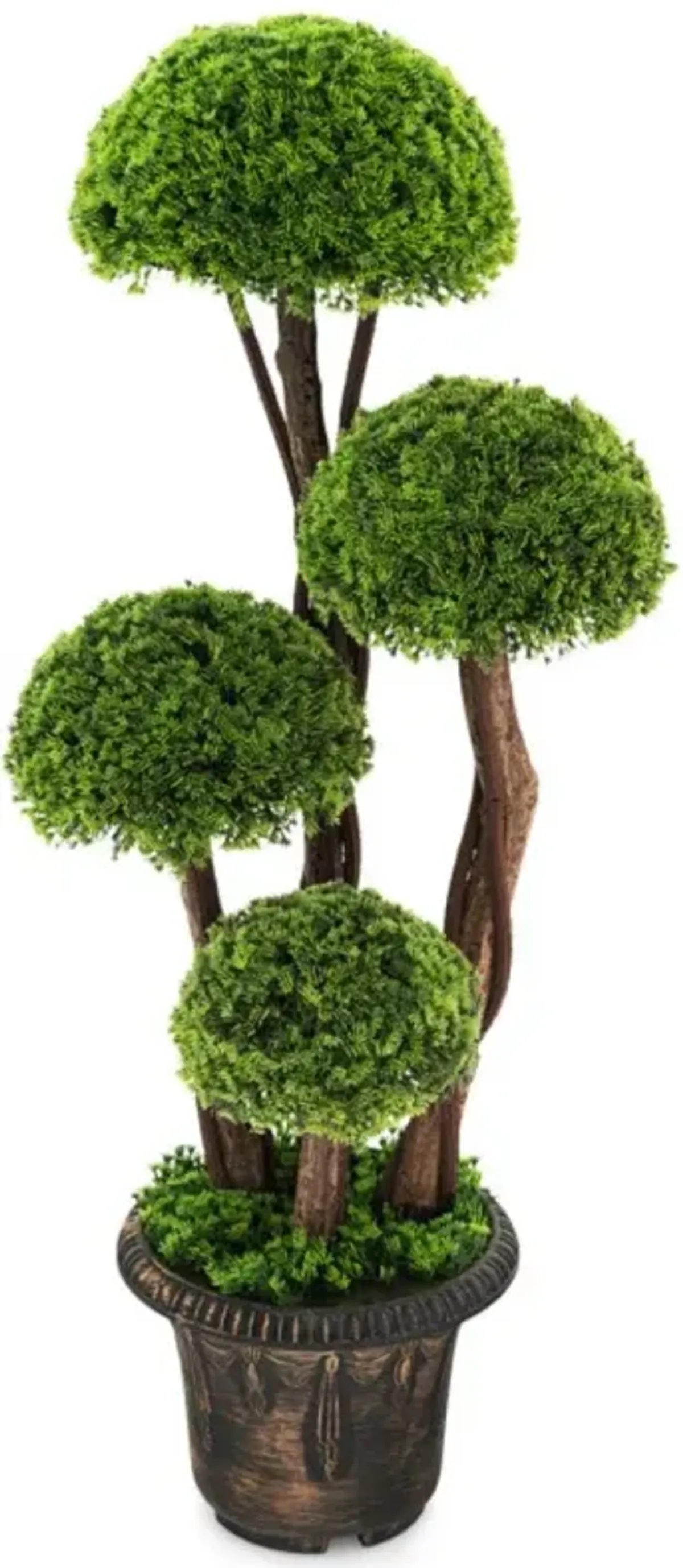 Hivvago 3 Feet Decorative Artificial Cedar Topiary Tree with Rattan Trunk
