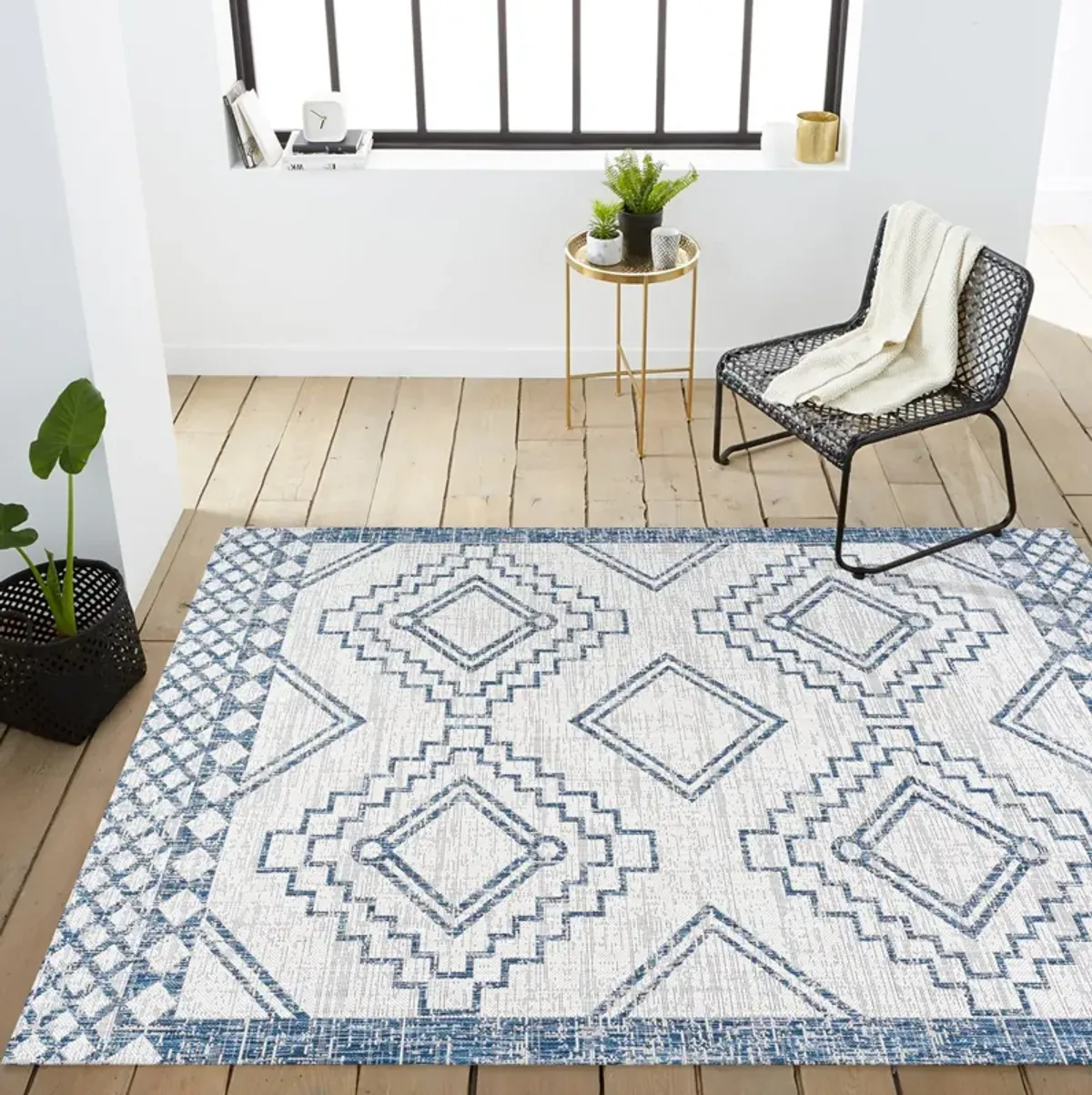 Marokko Diamond Tribal Medallion Indoor/Outdoor Area Rug