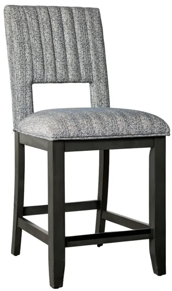 Manny Counter Height Chair Set of 2, Bluish Gray Fabric Seat and Back - Benzara