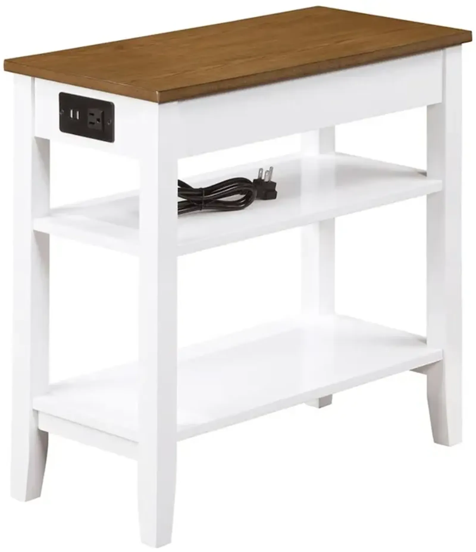 Convenience Concepts American Heritage 1 Drawer Chairside End Table with Charging Station and Shelves