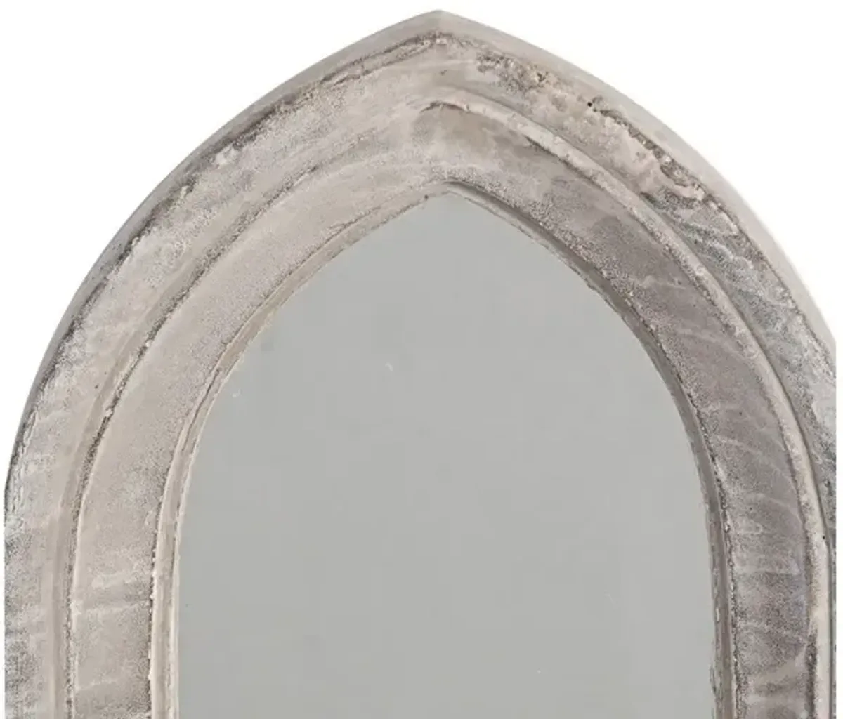 Cement Protected Decorative Wall Mirror, Washed White - Benzara