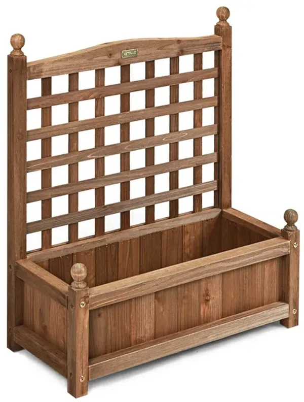 Solid Wood Planter Box with Trellis Weather-resistant Outdoor