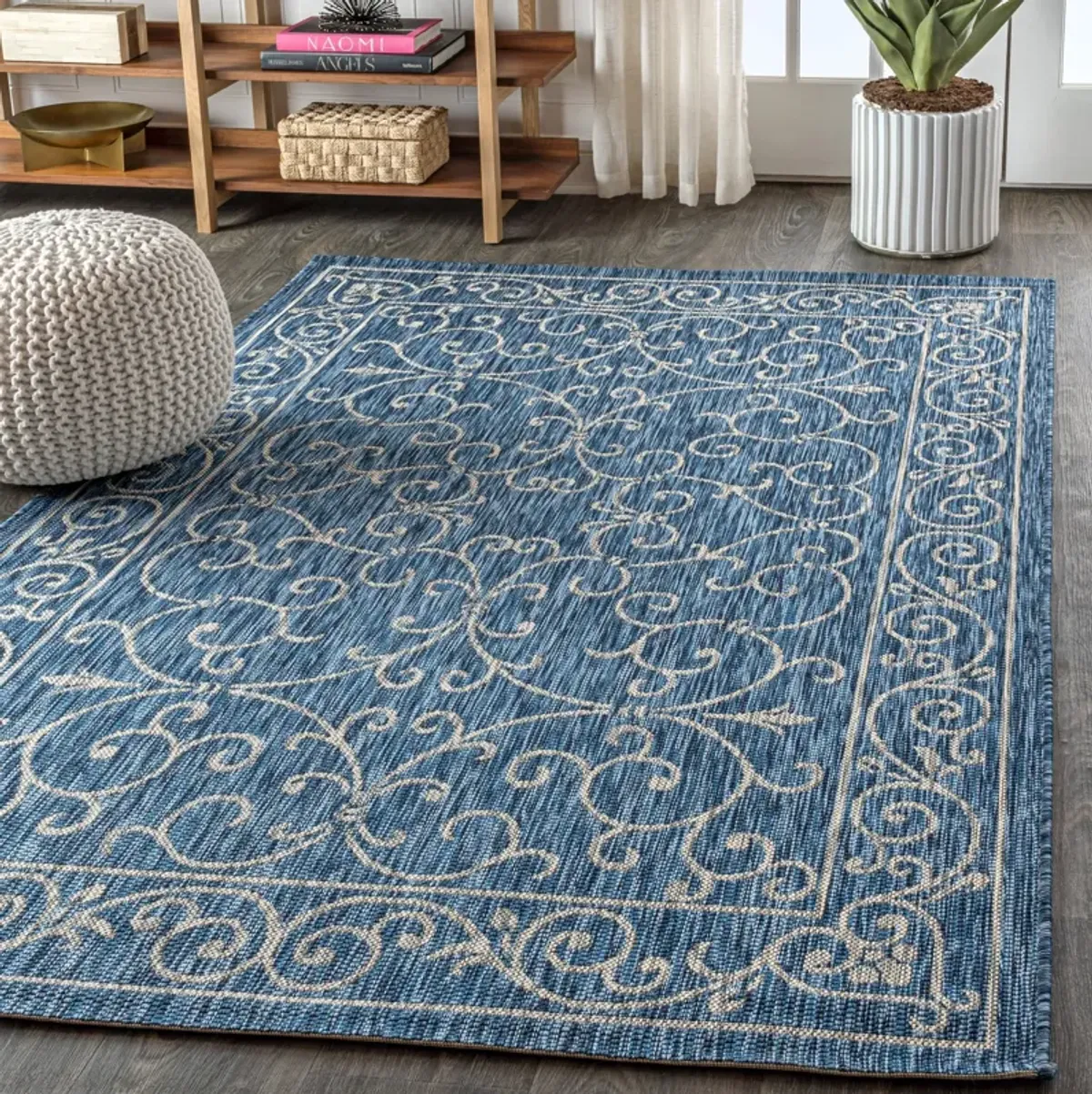 Charleston Vintage Filigree Textured Weave Indoor/Outdoor Area Rug