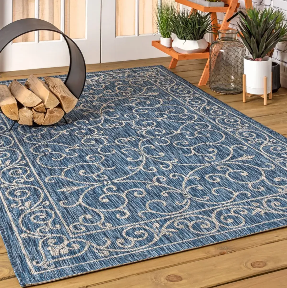 Charleston Vintage Filigree Textured Weave Indoor/Outdoor Area Rug