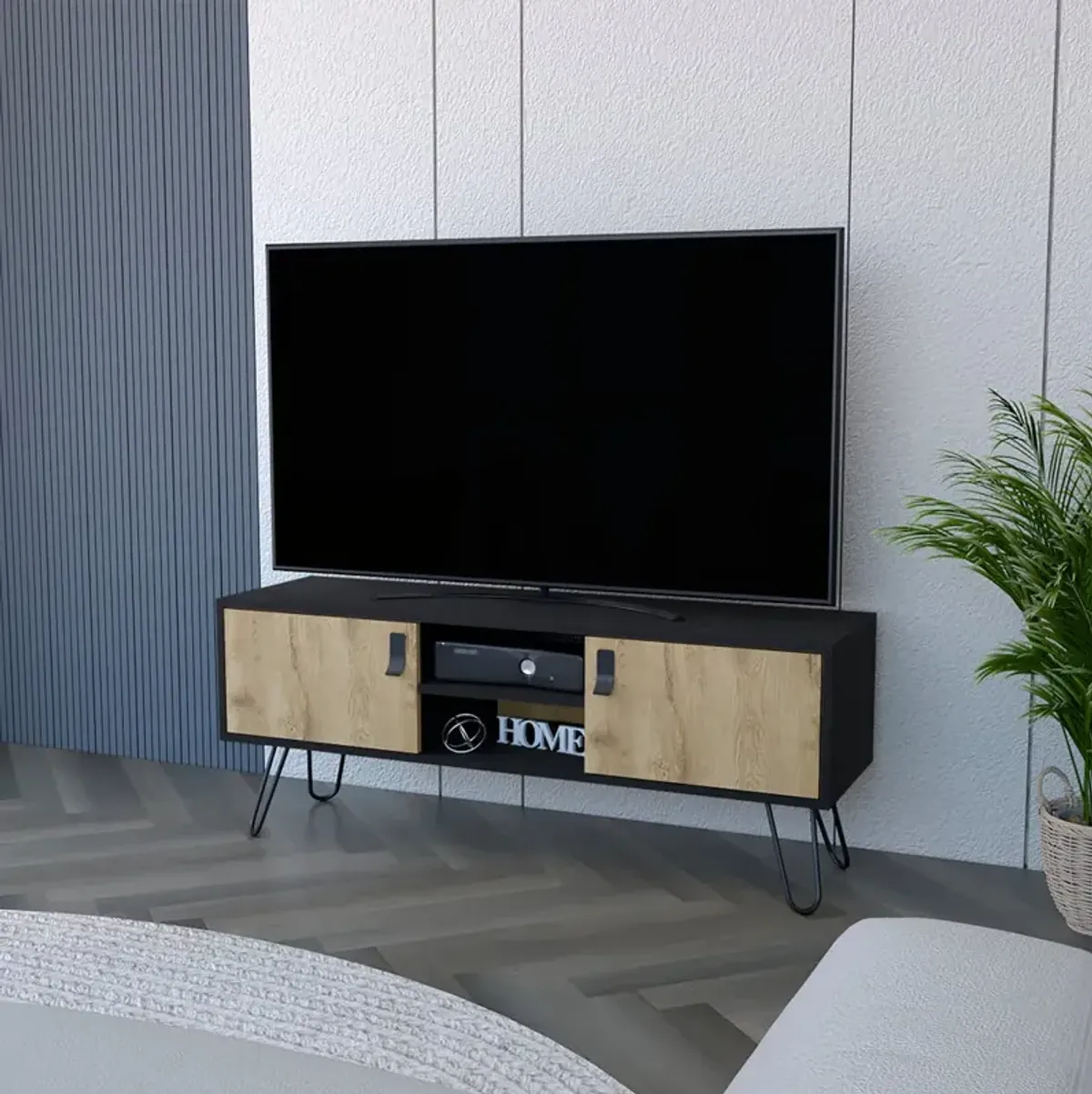 Tv Stand B Magness, Living Room, Black / Macadamia