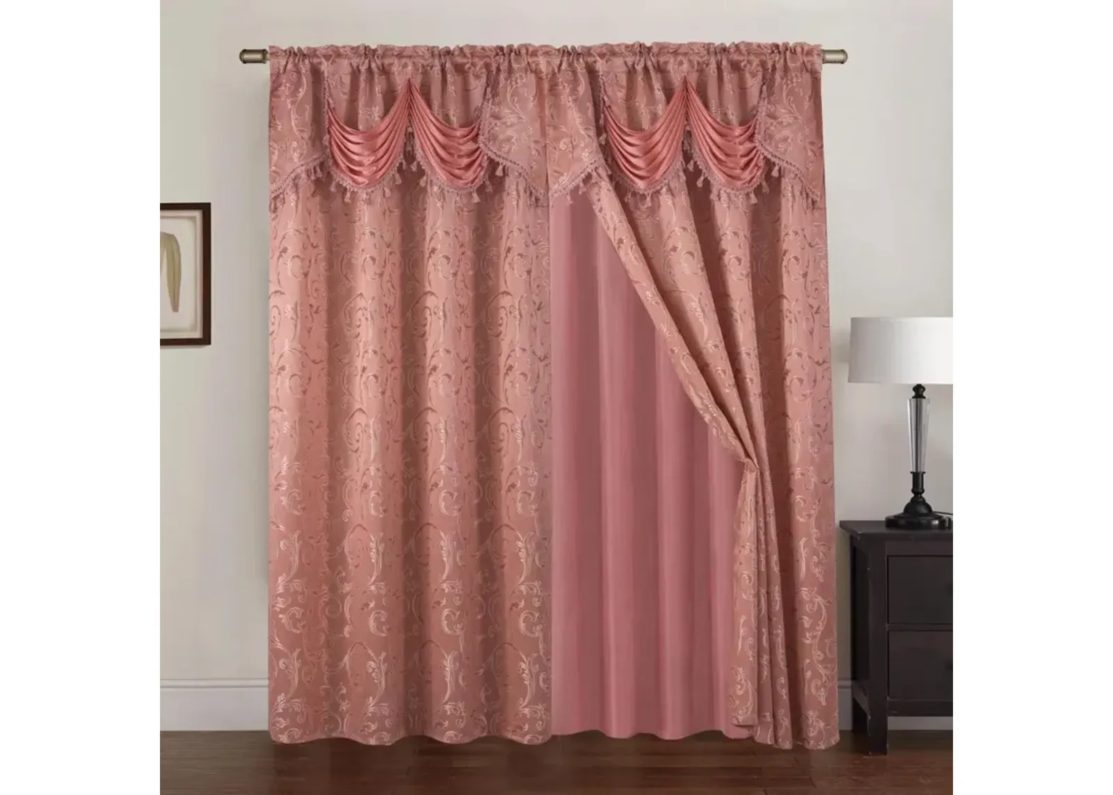 Franklin 2-Piece Rose Grommet Curtain 54" x 84" Rose by Rt Designers Collection