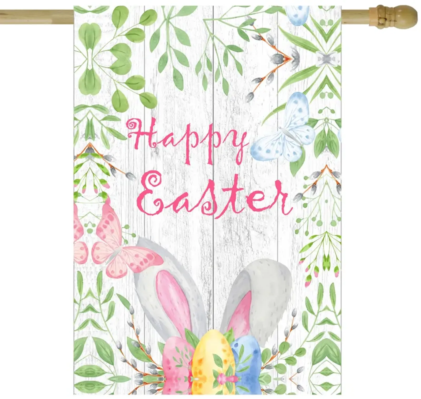 Happy Easter Bunny Ears Outdoor House Flag 28" x 40"