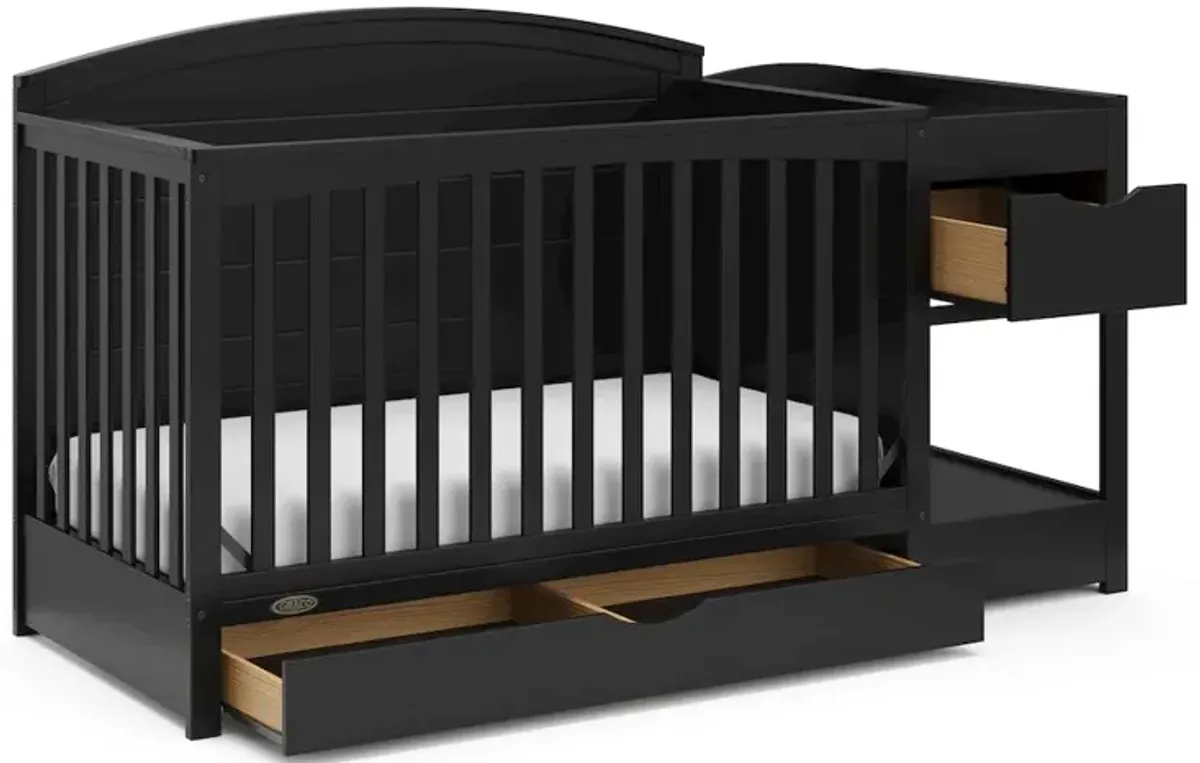 Graco Bellwood 5-in-1 Convertible Crib & Changer with Drawer (Black)