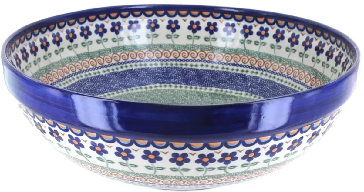 Blue Rose Polish Pottery Garden Butterfly Large Serving Bowl