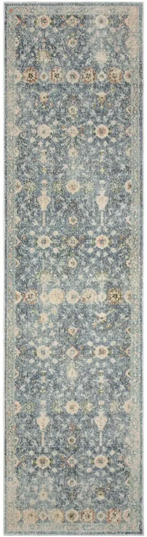 Astra Machine Washable ASW16 Teal/Beige 2'2" x 8' Rug
