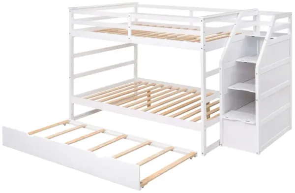 Full-Over-Full Bunk Bed With Twin Size Trundle And 3 Storage Stairs