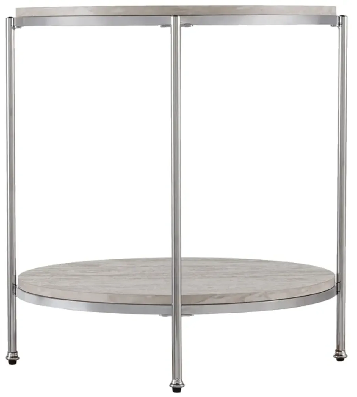 SEI Furniture Silas Round Faux Stone End Table, Silver