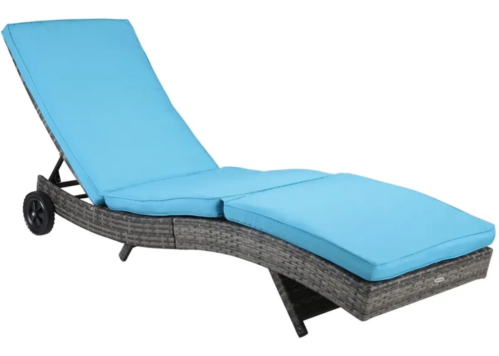 Sky Blue Patio Recliner: Wicker Chaise with 5-Level Backrest