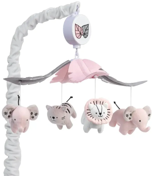 Lambs & Ivy Happy Jungle Musical Baby Crib Mobile Safari Animals Soother Toy