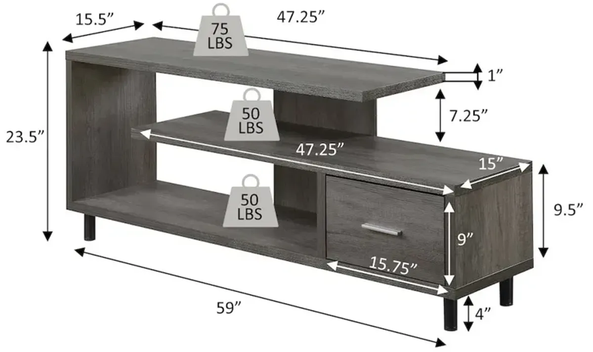 Convience Concept, Inc. Seal II 1 Drawer TV Stand with Shelves for TVs up to 65 Inches