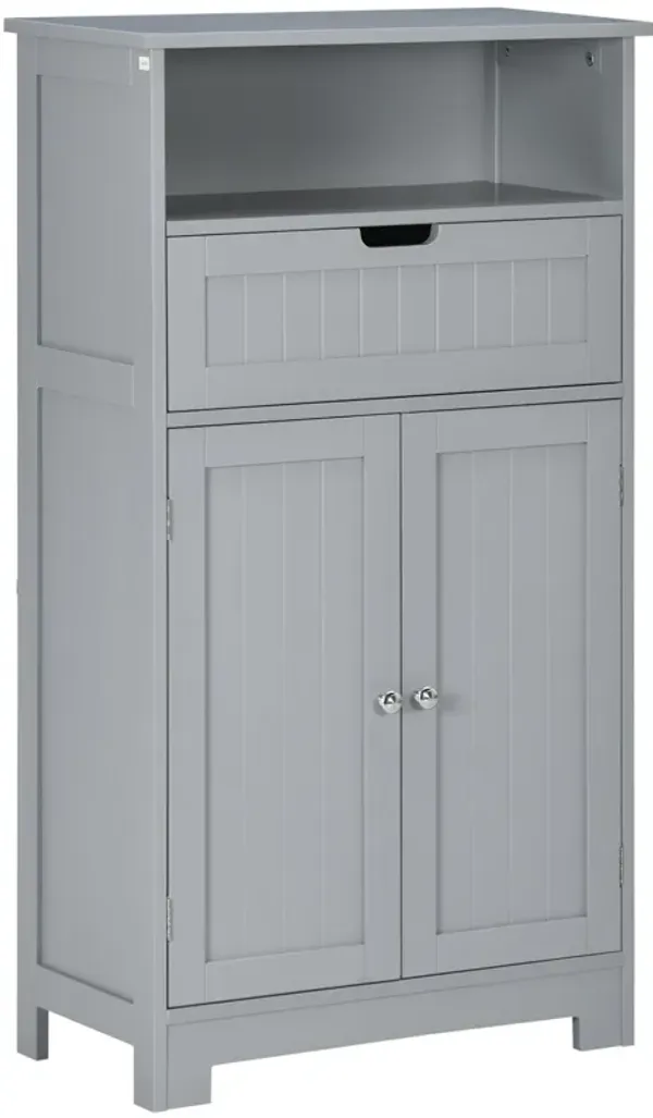 Grey Bathroom Cabinet: Freestanding Storage with Drawer and Shelf