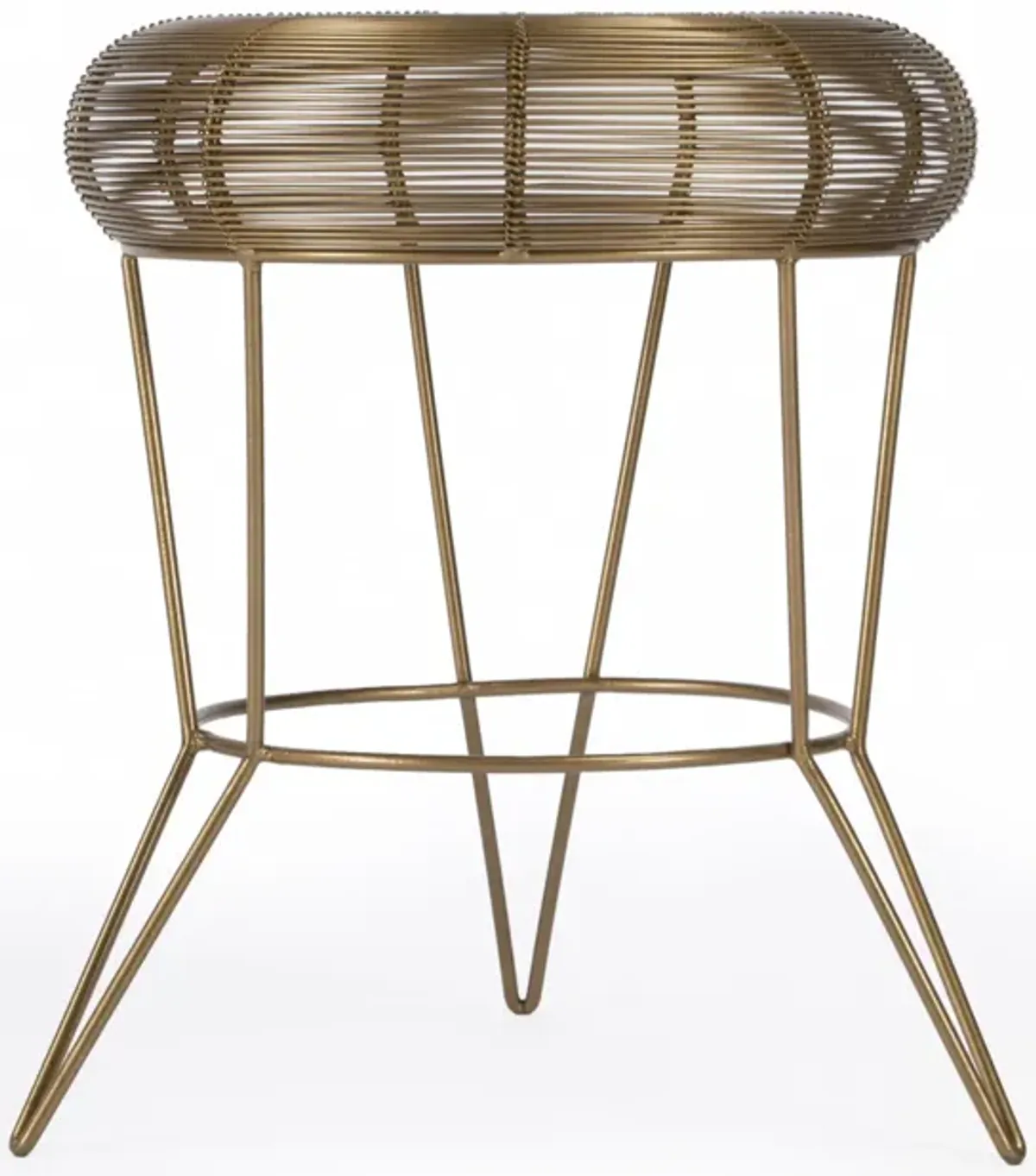 Hivvago 18" Antique Gold Iron Round End Table