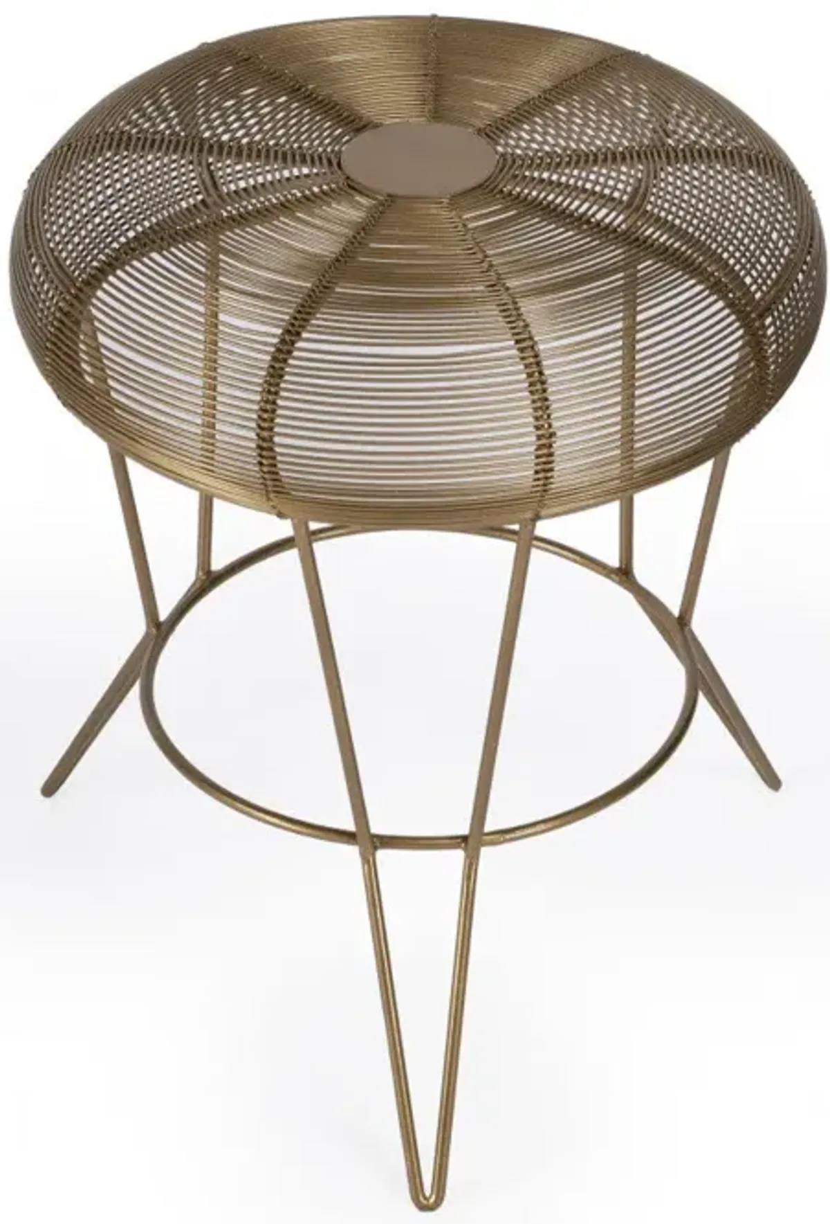 Hivvago 18" Antique Gold Iron Round End Table