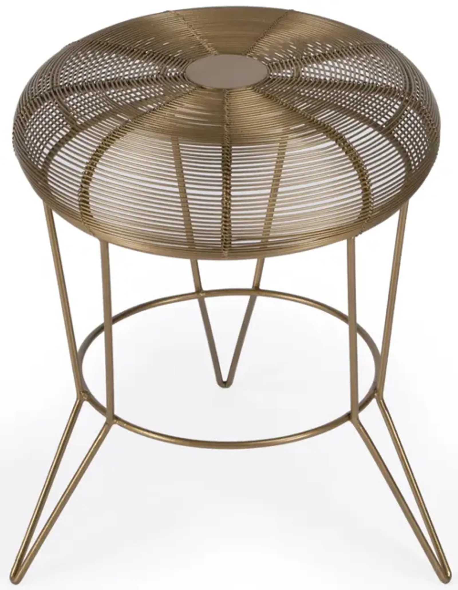 Hivvago 18" Antique Gold Iron Round End Table