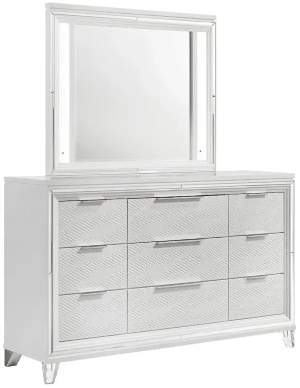 Coaster Co. of America Marmore 9-drawer Dresser and LED Mirror White