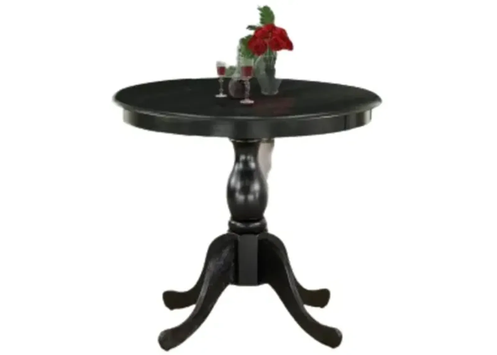 East West Furniture Round Kitchen Table - Black Table Top and Black Pedestal Leg Finish