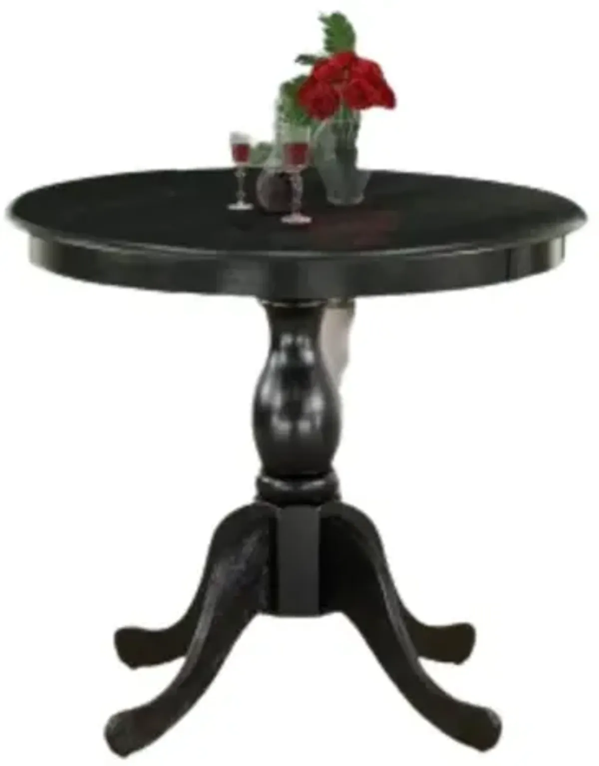 East West Furniture Round Kitchen Table - Black Table Top and Black Pedestal Leg Finish