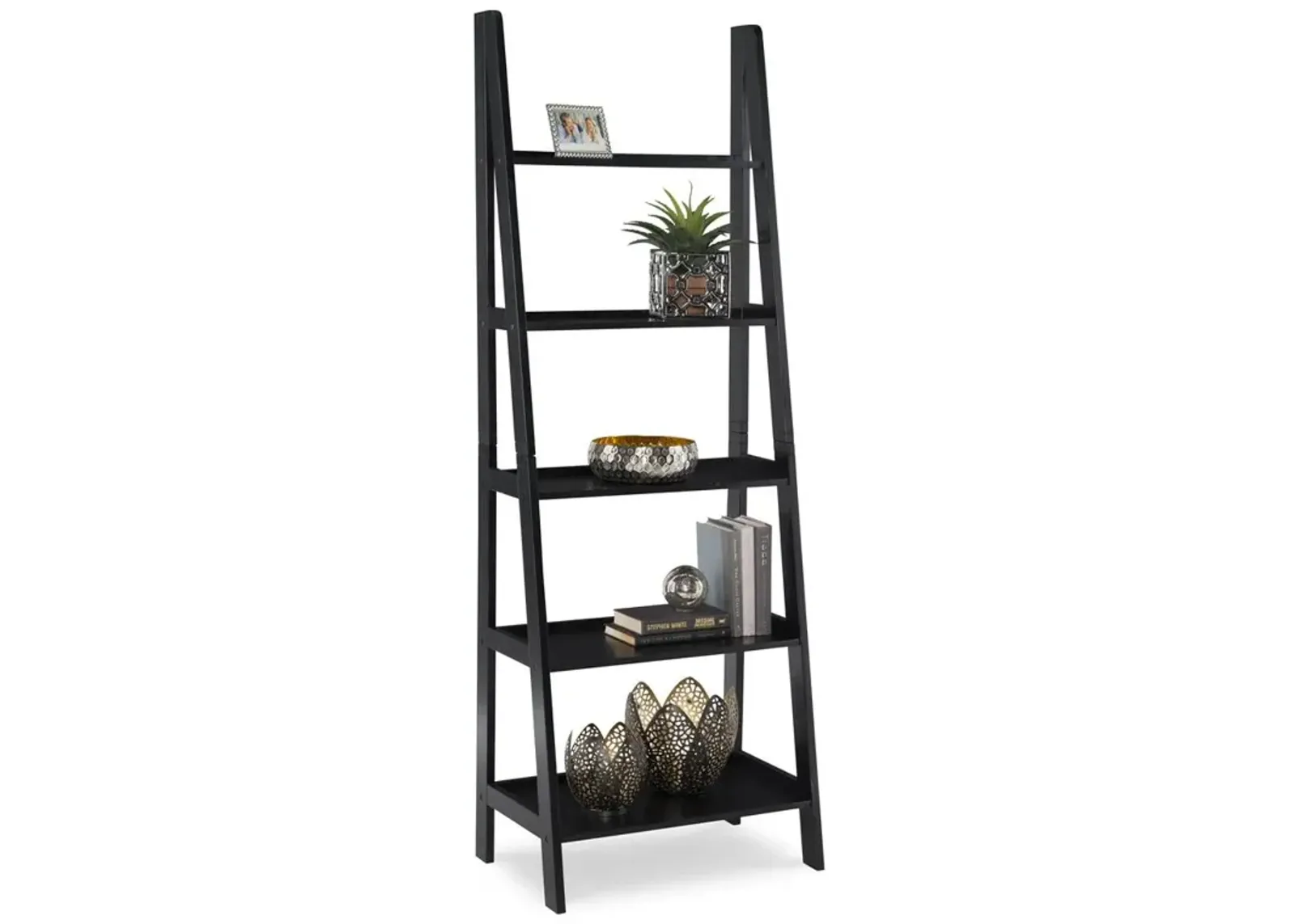 Linon Acadia Ladder Bookshelf, Black