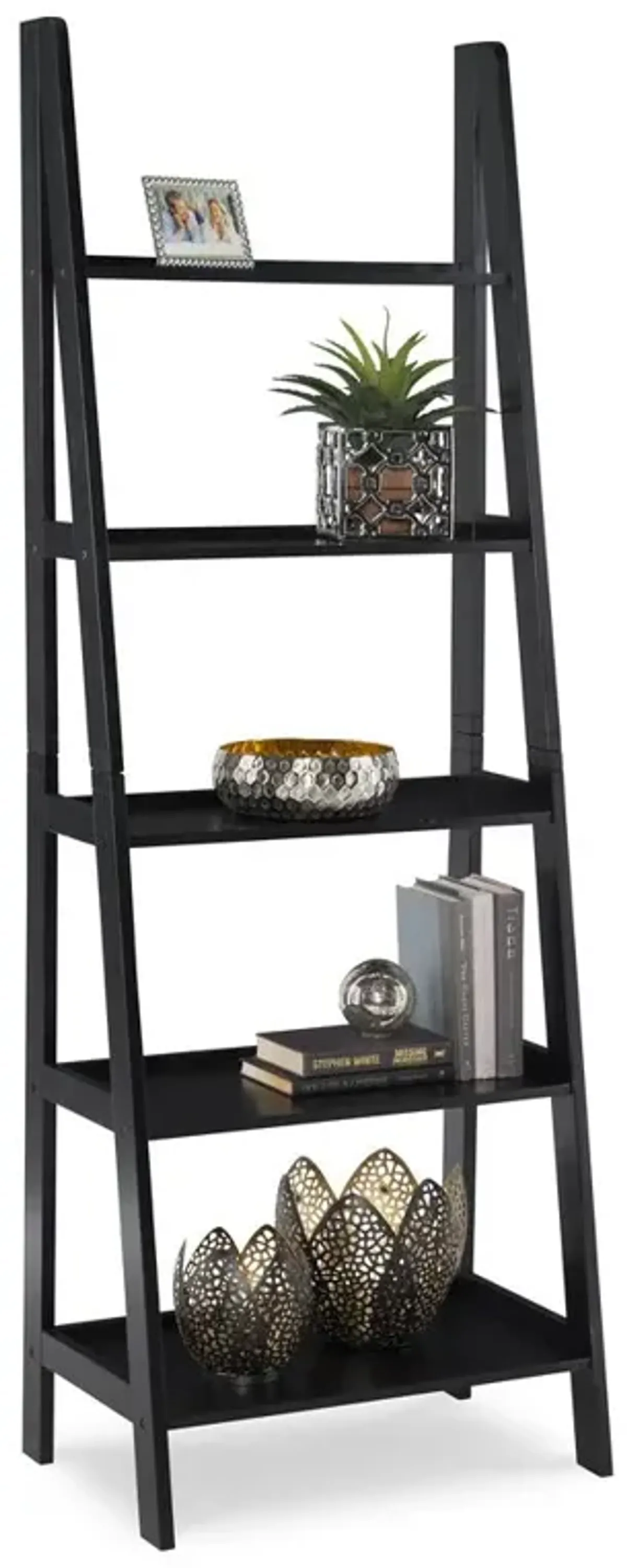 Linon Acadia Ladder Bookshelf, Black