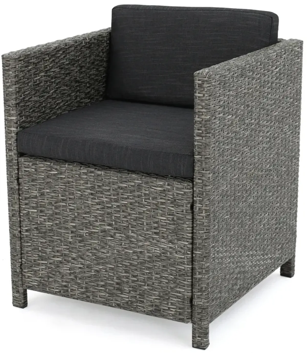 Perie Outdoor Dining Chair Set of 2, Modern Style Iron and Dark Gray Wicker