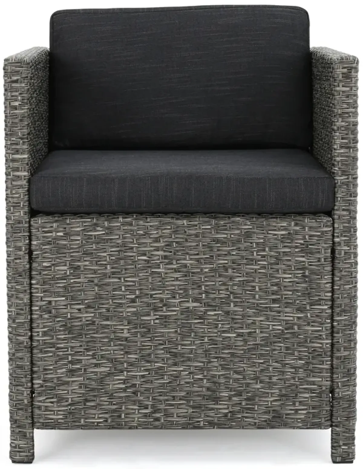 Perie Outdoor Dining Chair Set of 2, Modern Style Iron and Dark Gray Wicker