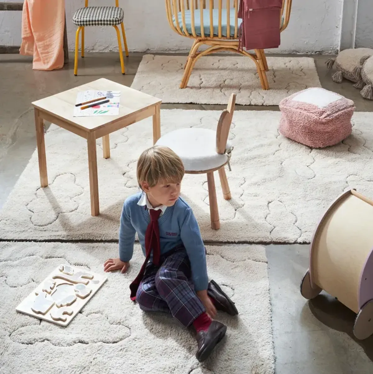 RugCycled washable rug Clouds