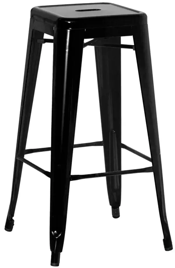 30-inch Backless Metal Bar Stool Stackable Heavy-Duty Counter-Height Chair for Home Bars Patios Kitchen Islands Cafes Restaurants Bistros and Dining Areas for Indoor & Outdoor Use, Black
