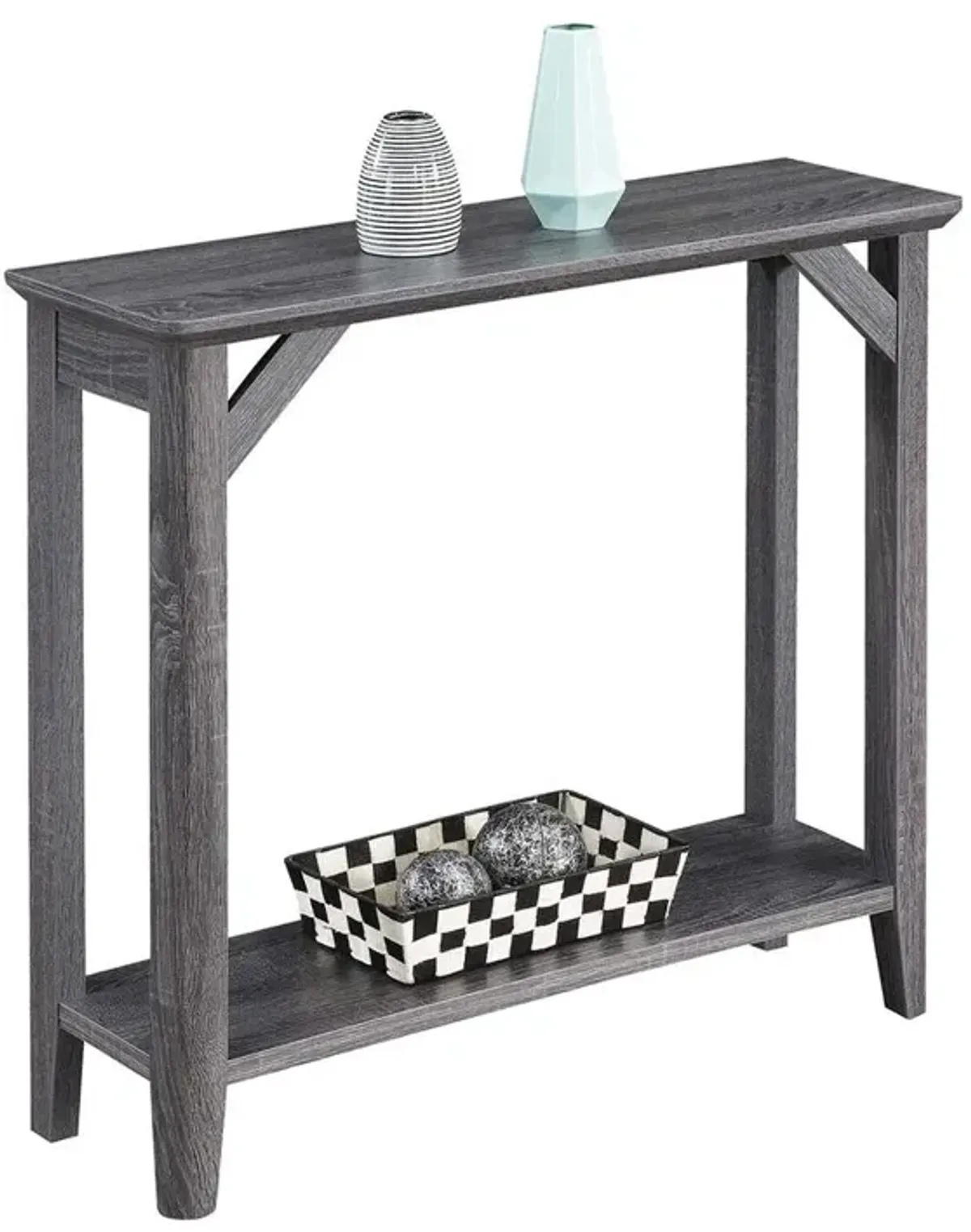 Convenience Concepts Winston Hall Table with Shelf, Weathered Gray