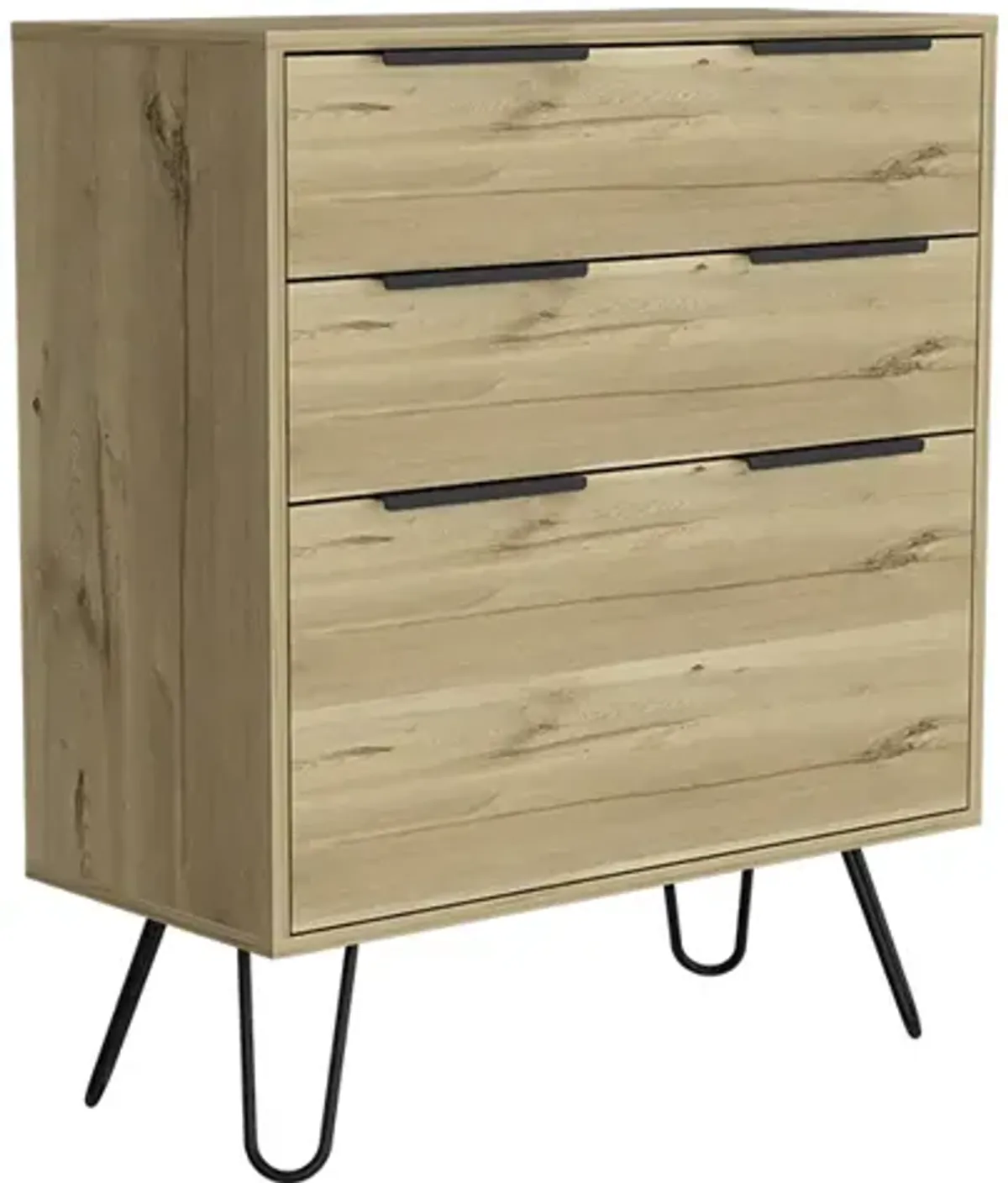DEPOT E-SHOP Begonia Dresser, Three Drawers, Superior Top, Hairpin Legs, Light Oak