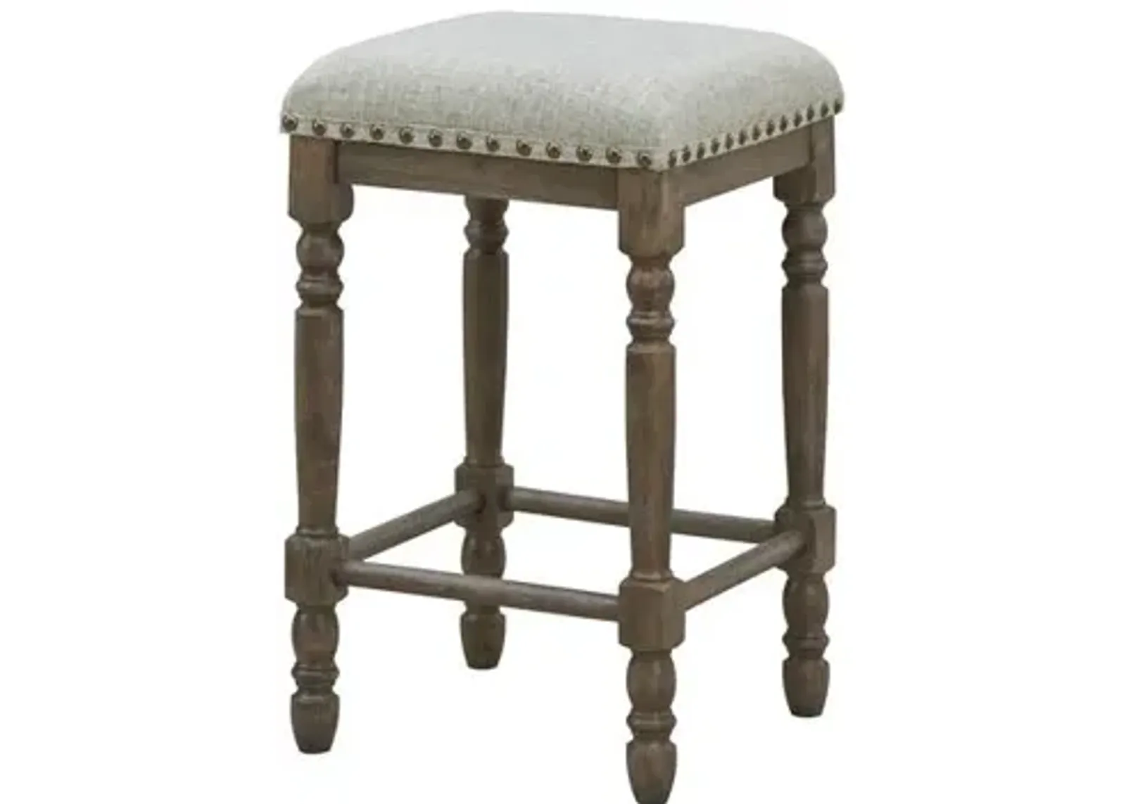 Carolina Living Brittany Deluxe Barstools - Set of 2 - Vintage Walnut - Peppered Upholstery