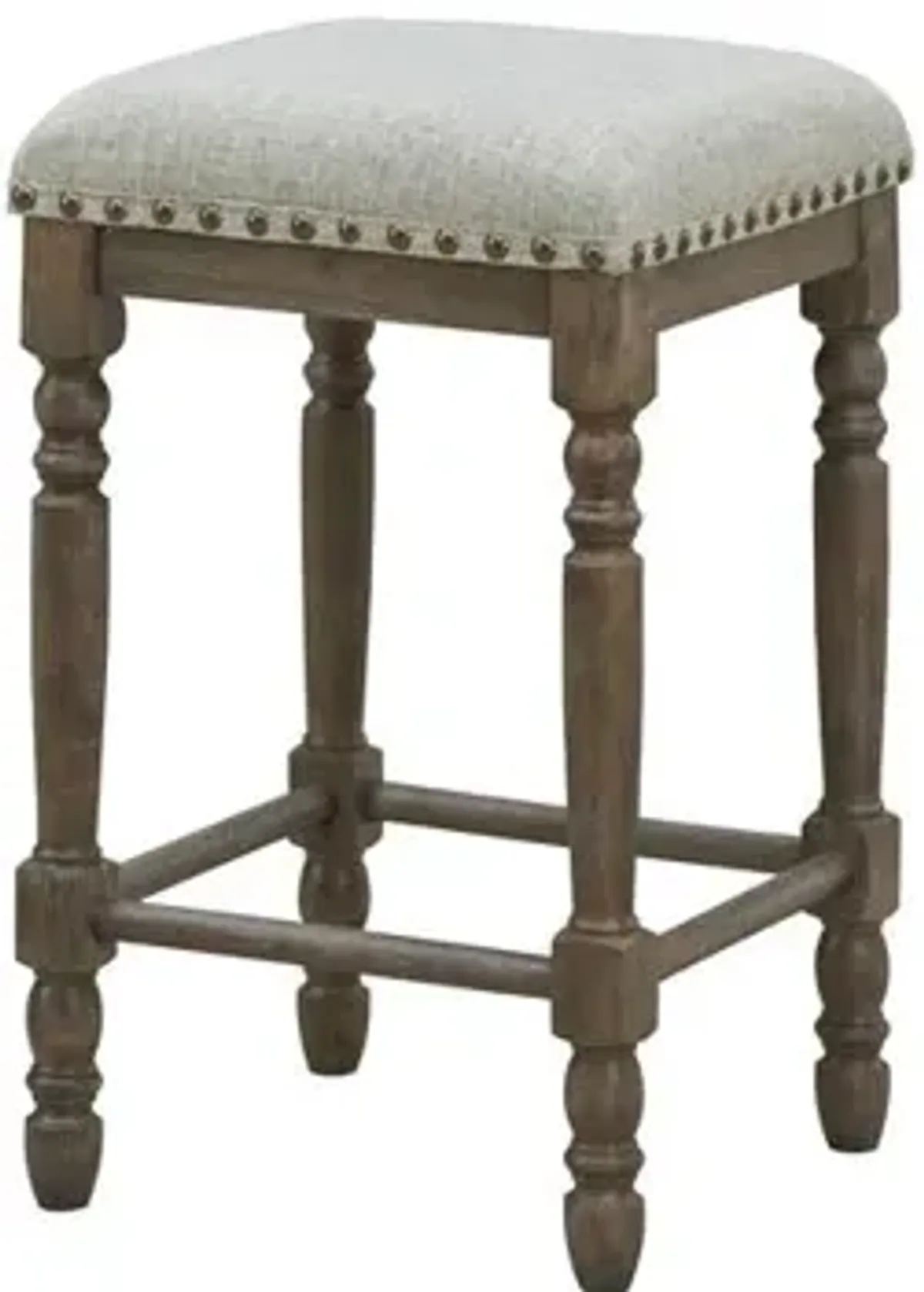 Carolina Living Brittany Deluxe Barstools - Set of 2 - Vintage Walnut - Peppered Upholstery