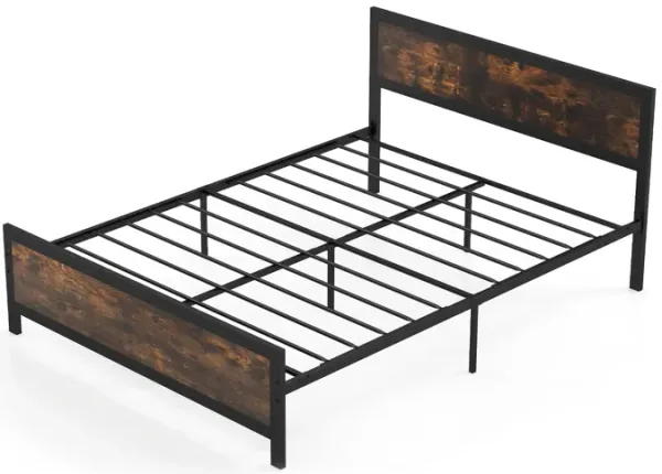 All-Metal Platform Bed Frame with Headboard and Footboard – Strong Slat Support, No Box Spring Needed