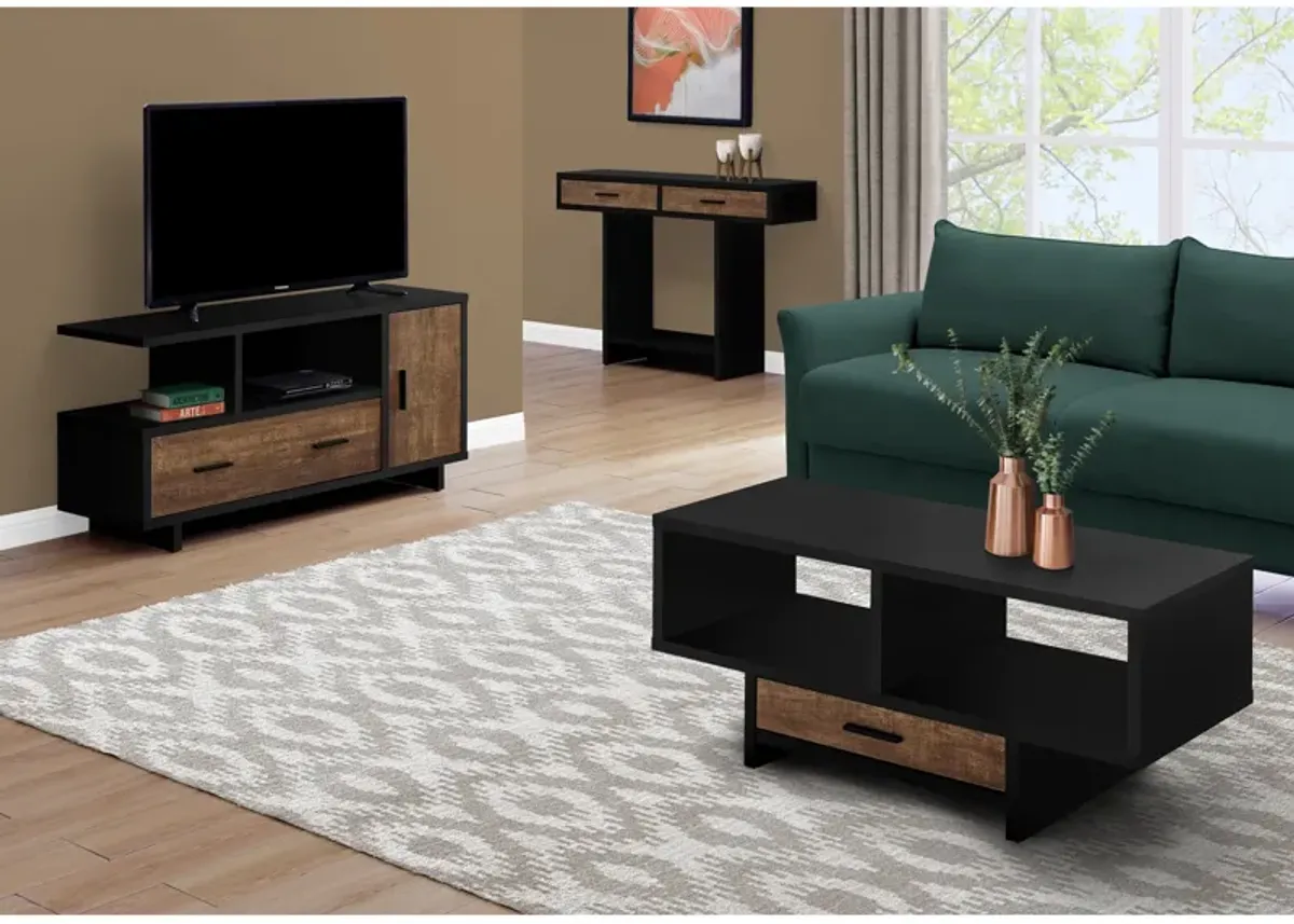 Monarch Specialties I 2803 Tv Stand, 48 Inch, Console, Media Entertainment Center, Storage Cabinet, Drawers, Living Room, Bedroom, Laminate, Black, Brown, Contemporary, Modern