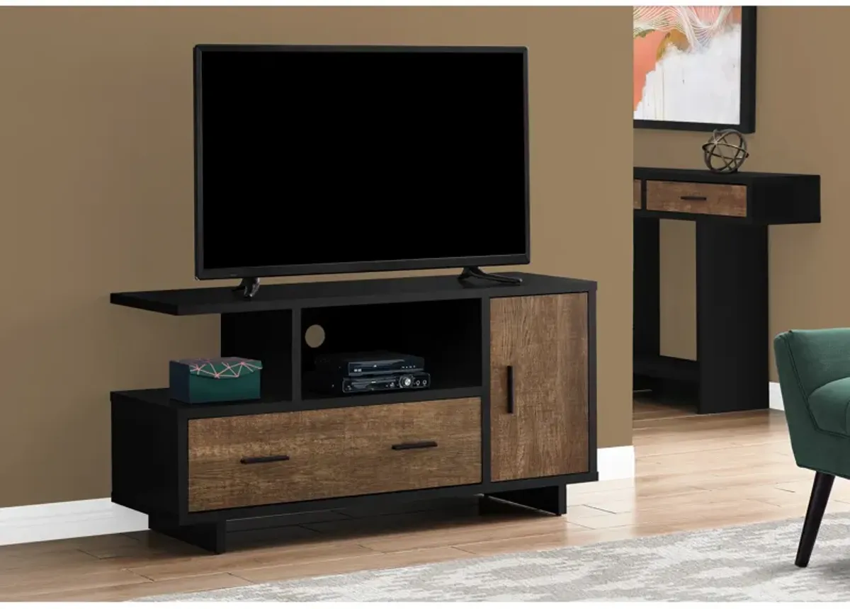 Monarch Specialties I 2803 Tv Stand, 48 Inch, Console, Media Entertainment Center, Storage Cabinet, Drawers, Living Room, Bedroom, Laminate, Black, Brown, Contemporary, Modern