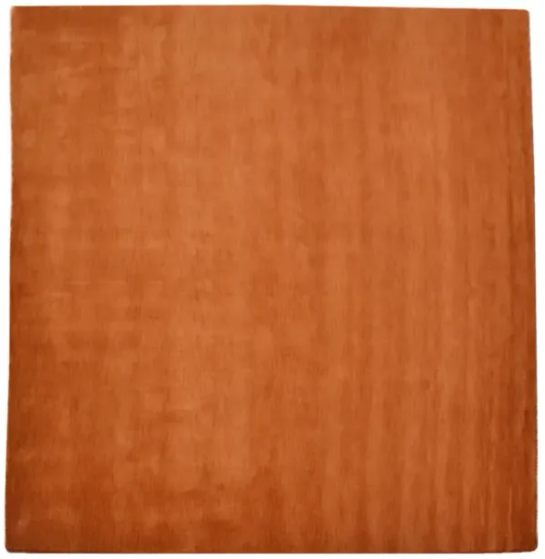Rugsotic Carpets Hand Knotted Loom Wool 6'x6' Square Area Rug Solid Orange L00111