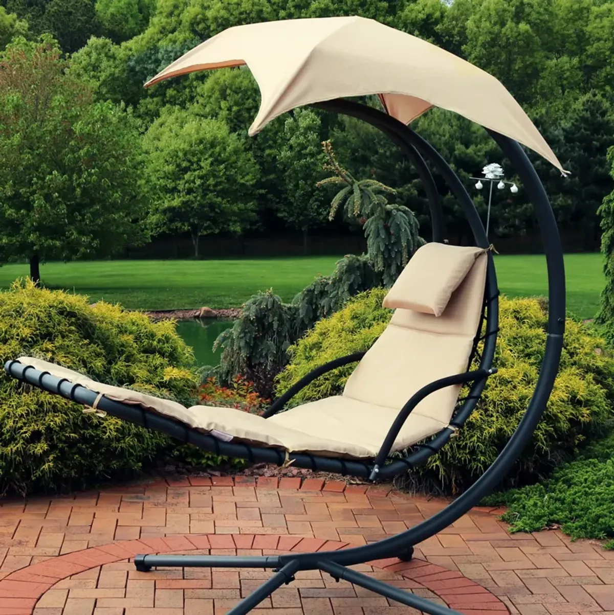 Sunnydaze Outdoor Hanging Lounger Replacement Cushion and Umbrella