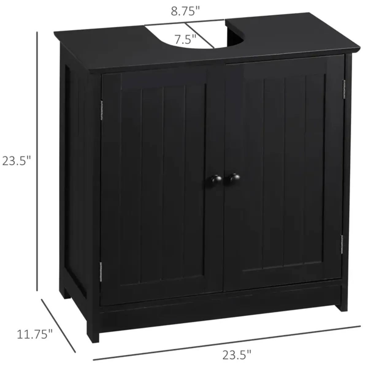 Black Bathroom Storage: Under Sink Cabinet with 2 Doors and Shelf