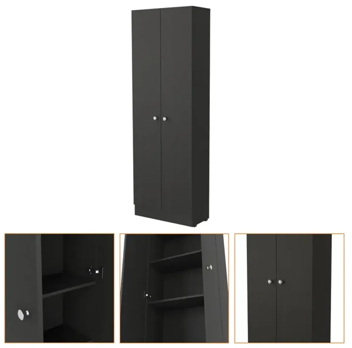 Buxton Rectangle 2-Door Storage Tall Cabinet Black Wengue