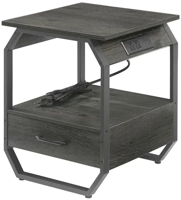 End Table Side Table with Charging Station Sofa Side Table with Drawers Bedside Table for Bedroom