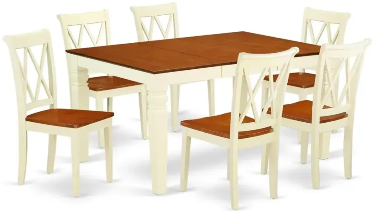 Dining Room Set Buttermilk & Cherry, WECL7-BMK-W