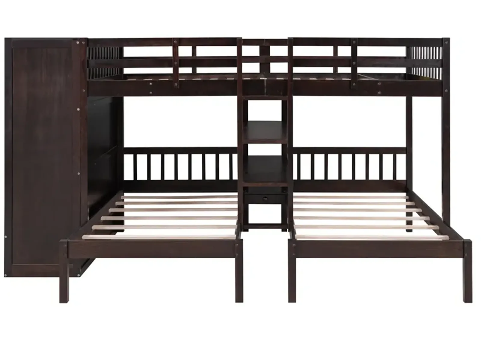 Merax Triple  Bunk Bed with Wardrobe and Mirror