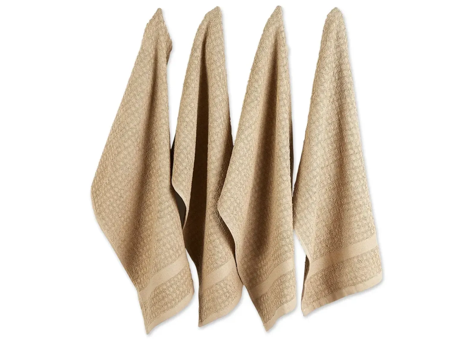 Set of 4 Solid Stone Brown Waffle Terry Dish Towel  26"