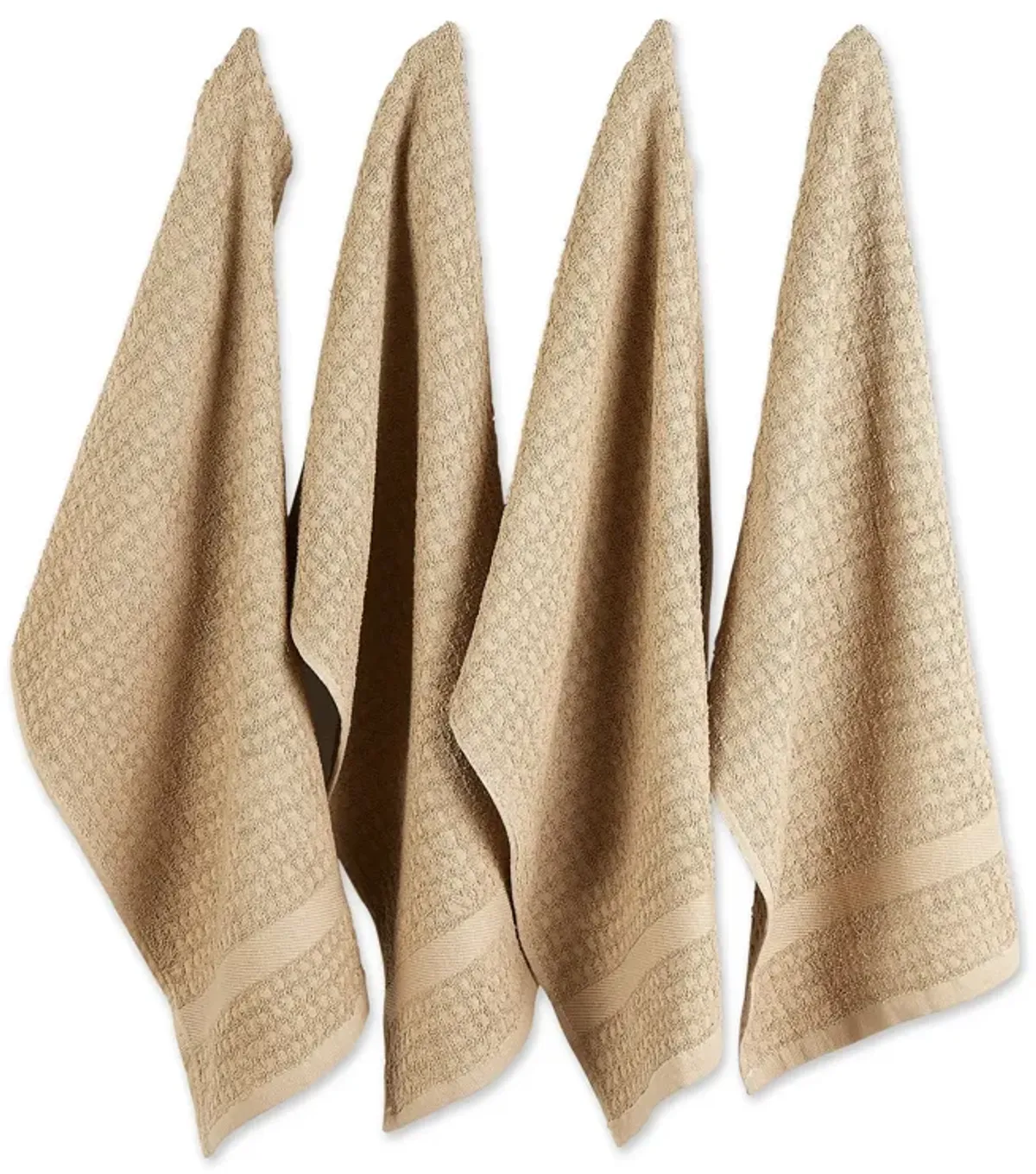 Set of 4 Solid Stone Brown Waffle Terry Dish Towel  26"