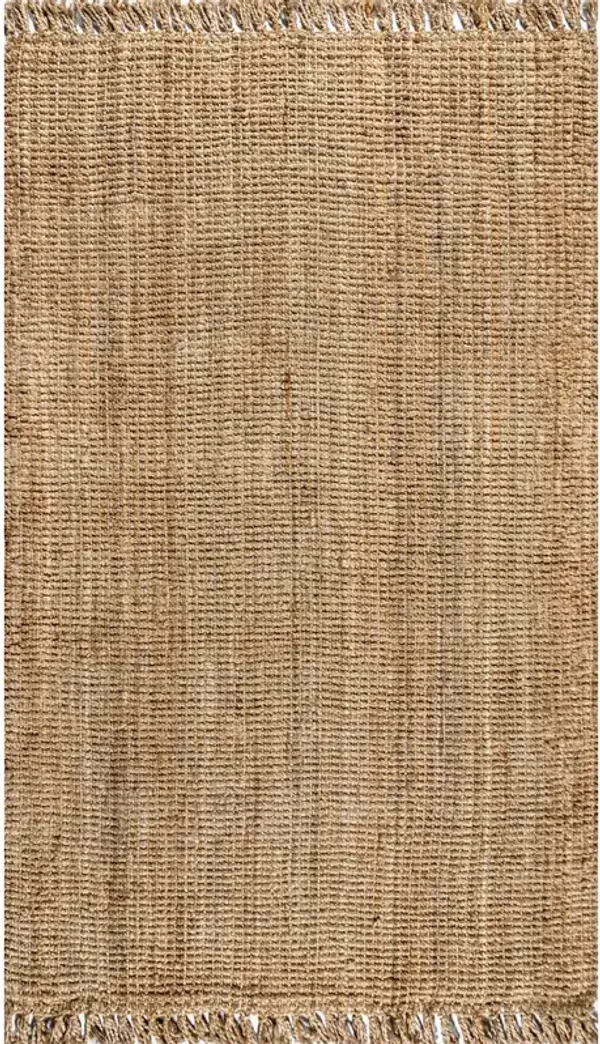 Pata Hand Woven Chunky Jute with Fringe Area Rug