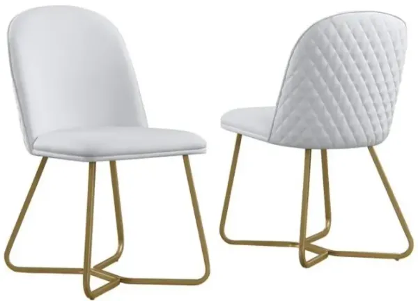 White faux leather side chairs - Set of 2